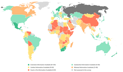 Open Budget Index map 2021